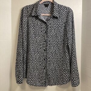 Theory Cully Button Down Long Sleeve Blouse Top Dressy Business Work Women Sz L